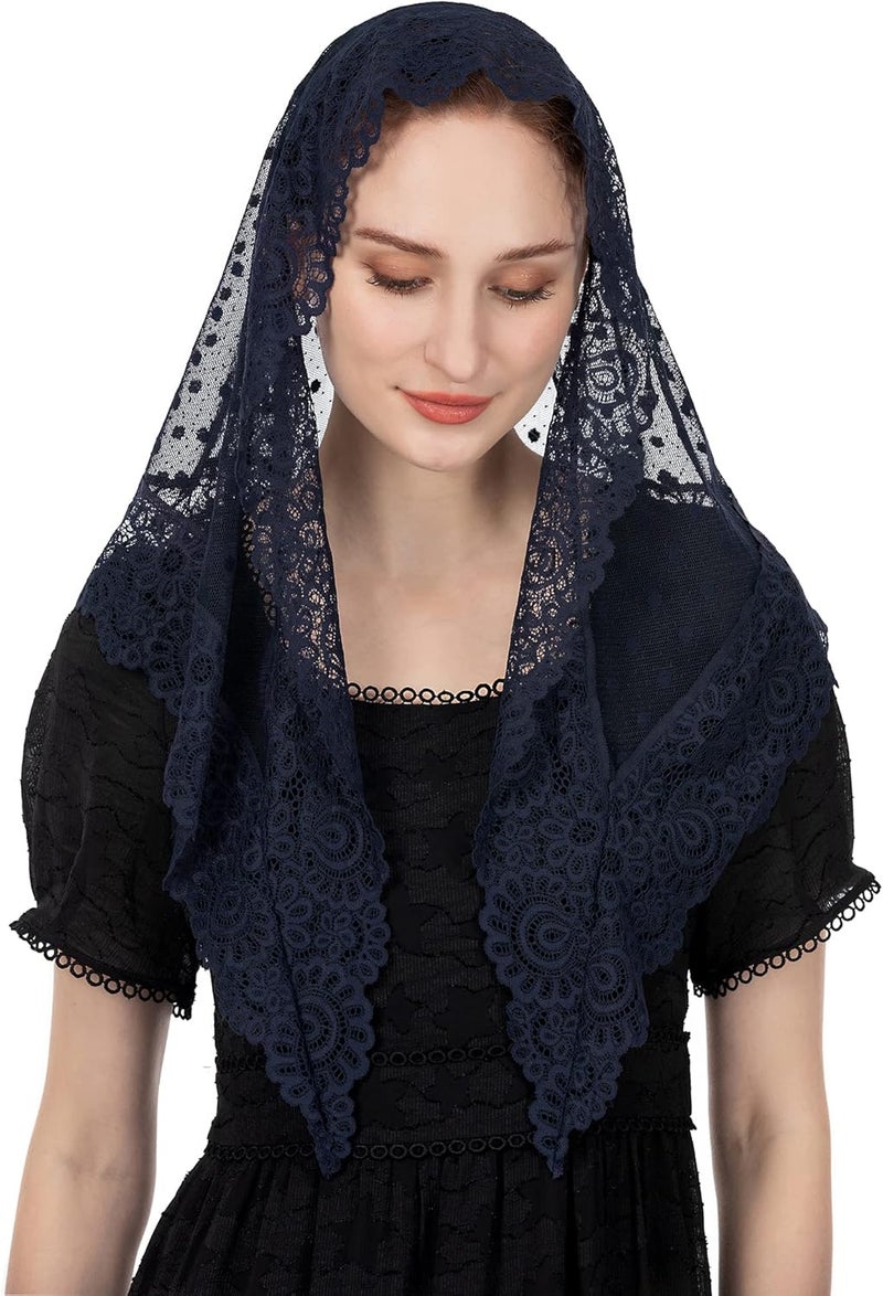 Wgior Triangle Vintage Inspired Lace Chapel Veils Catholic Mass Head Covering Scarf Mantilla Veils for Church - Image 1